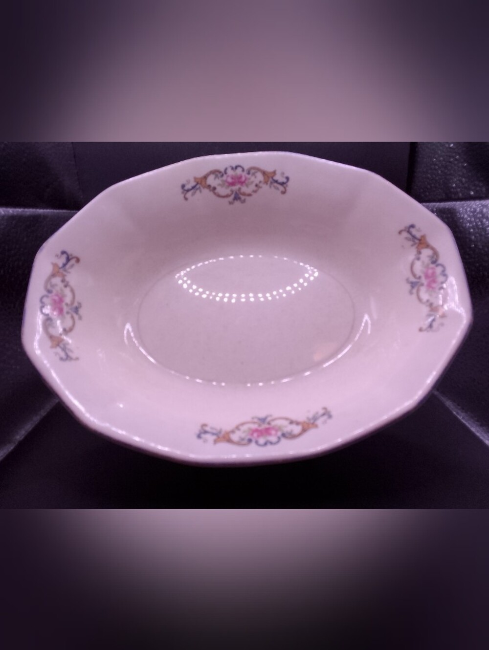 Vintage Crazed Discolored Serving Bowl Oval